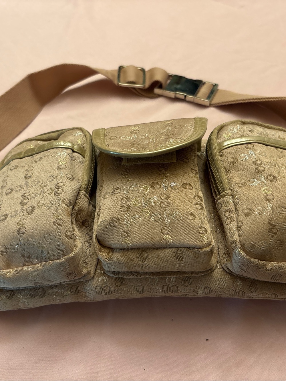 Rocawear Gold-Tone Jacquard Triple-Pocket Belt Bag